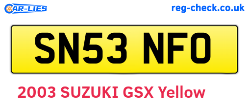 SN53NFO are the vehicle registration plates.