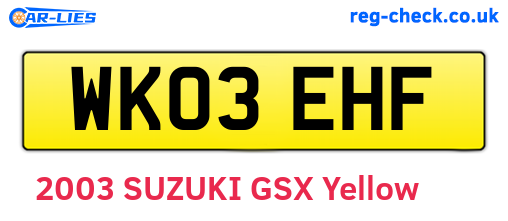 WK03EHF are the vehicle registration plates.