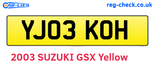 YJ03KOH are the vehicle registration plates.