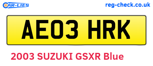 AE03HRK are the vehicle registration plates.