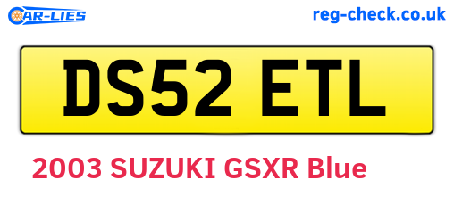DS52ETL are the vehicle registration plates.