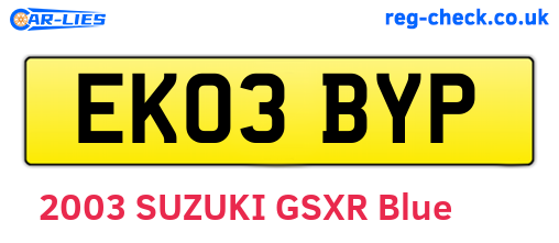 EK03BYP are the vehicle registration plates.