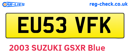 EU53VFK are the vehicle registration plates.