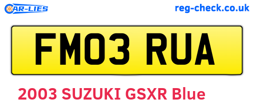 FM03RUA are the vehicle registration plates.