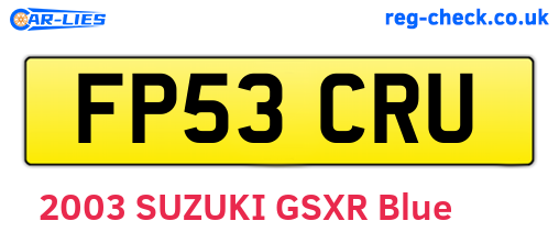 FP53CRU are the vehicle registration plates.