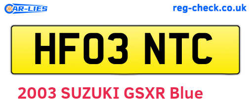 HF03NTC are the vehicle registration plates.