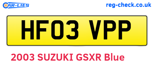 HF03VPP are the vehicle registration plates.