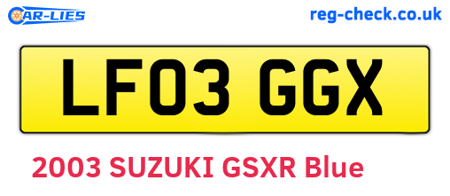 LF03GGX are the vehicle registration plates.