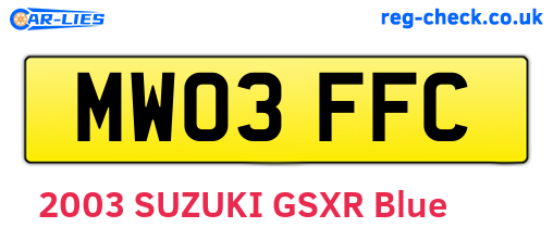 MW03FFC are the vehicle registration plates.