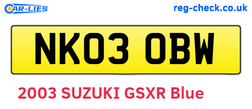 NK03OBW are the vehicle registration plates.