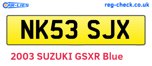 NK53SJX are the vehicle registration plates.