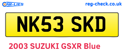 NK53SKD are the vehicle registration plates.