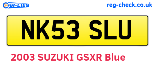 NK53SLU are the vehicle registration plates.
