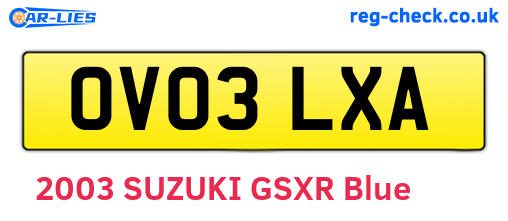 OV03LXA are the vehicle registration plates.