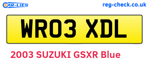WR03XDL are the vehicle registration plates.