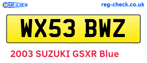 WX53BWZ are the vehicle registration plates.