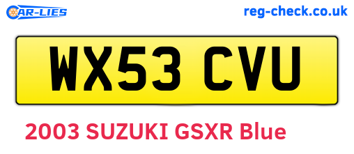 WX53CVU are the vehicle registration plates.