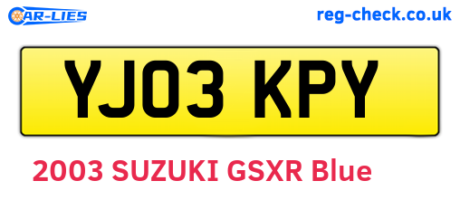 YJ03KPY are the vehicle registration plates.