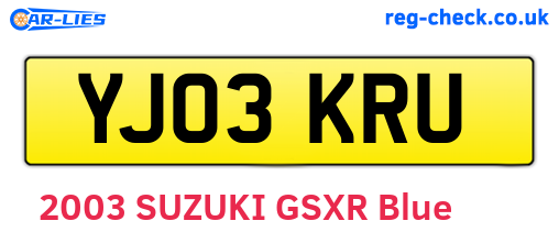 YJ03KRU are the vehicle registration plates.