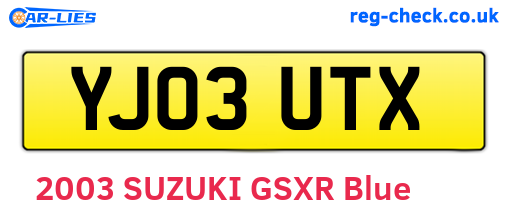 YJ03UTX are the vehicle registration plates.