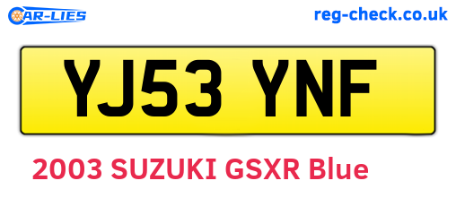 YJ53YNF are the vehicle registration plates.