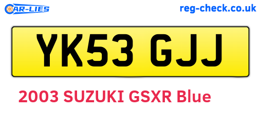 YK53GJJ are the vehicle registration plates.