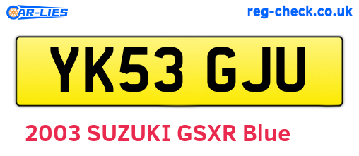 YK53GJU are the vehicle registration plates.