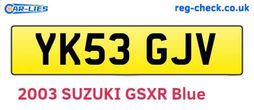 YK53GJV are the vehicle registration plates.