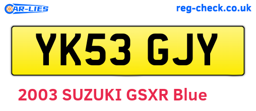 YK53GJY are the vehicle registration plates.