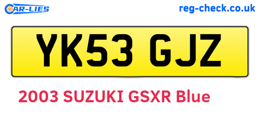 YK53GJZ are the vehicle registration plates.