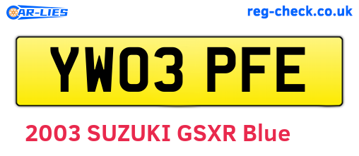 YW03PFE are the vehicle registration plates.