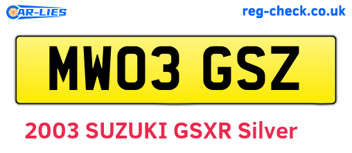MW03GSZ are the vehicle registration plates.
