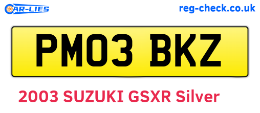 PM03BKZ are the vehicle registration plates.