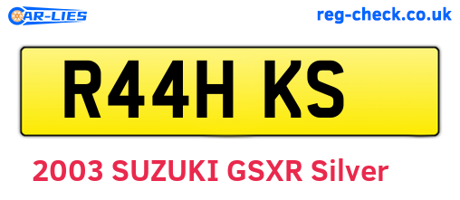 R44HKS are the vehicle registration plates.