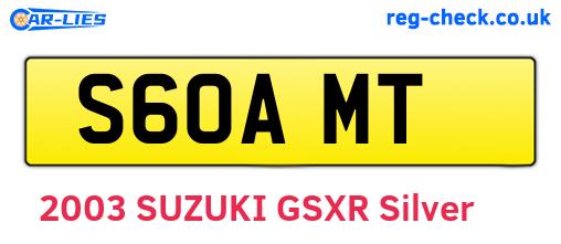 S60AMT are the vehicle registration plates.