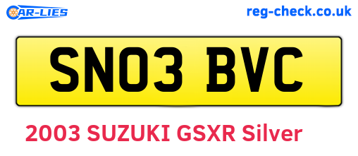 SN03BVC are the vehicle registration plates.