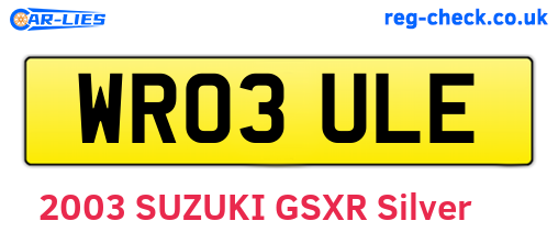 WR03ULE are the vehicle registration plates.