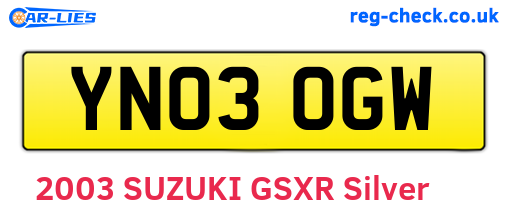 YN03OGW are the vehicle registration plates.