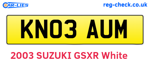 KN03AUM are the vehicle registration plates.