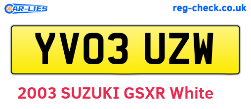 YV03UZW are the vehicle registration plates.