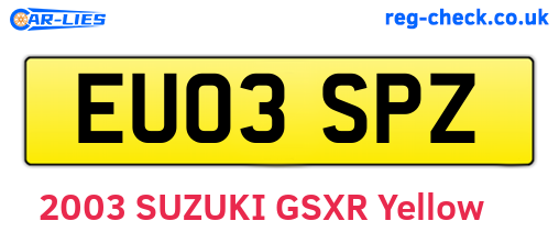 EU03SPZ are the vehicle registration plates.
