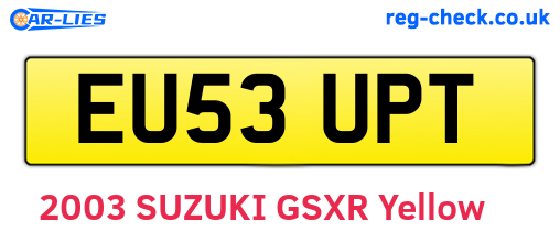 EU53UPT are the vehicle registration plates.