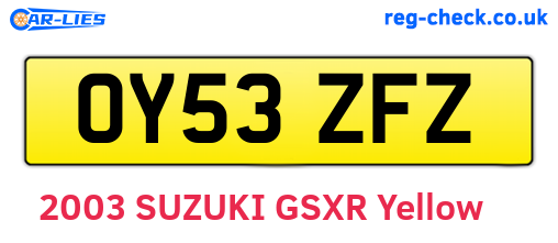 OY53ZFZ are the vehicle registration plates.
