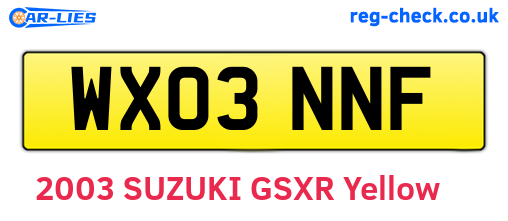 WX03NNF are the vehicle registration plates.