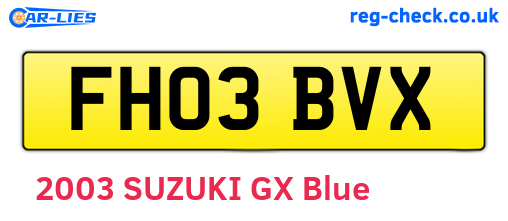 FH03BVX are the vehicle registration plates.