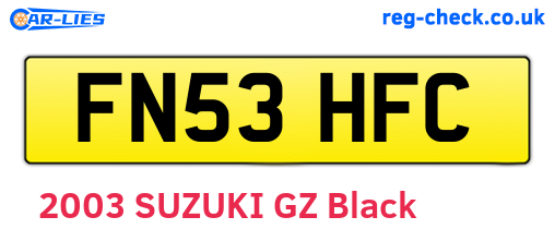 FN53HFC are the vehicle registration plates.