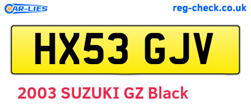 HX53GJV are the vehicle registration plates.