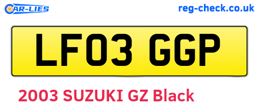 LF03GGP are the vehicle registration plates.