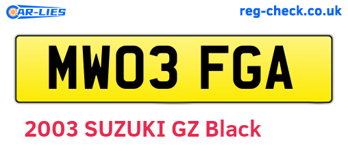 MW03FGA are the vehicle registration plates.