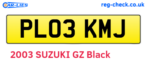 PL03KMJ are the vehicle registration plates.